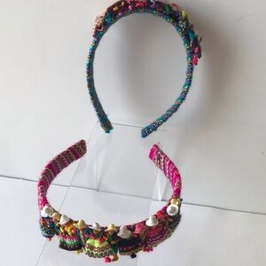 Handmade Mini Worry Doll Quita Penas Child Headband Hair Accessory Pink & Blue